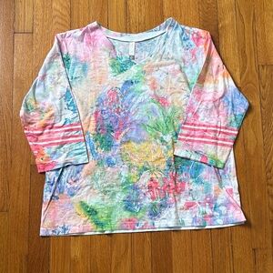 Whimsy Rose Colorful V-Neck Top Women’s 1XL